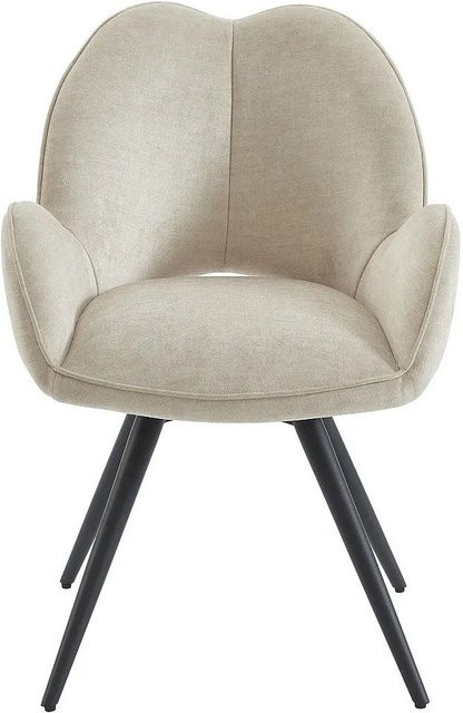 Vente-unique Stuhl Gulsun Modern in Beige aus Stoff und Metall, Breite: 60 cm, Tiefe: 52 cm, Höhe: 86 cm - Bild 1