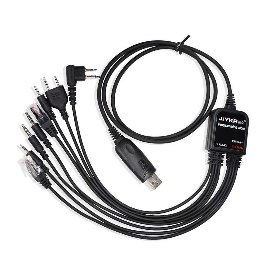8 in 1 USB-Programmierkabel für Walkie Talkies und Funkgeräte von Baofeng, Kenwood, Motorola, Yaesu und Icom in Schwarz - Bild 3