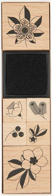 Rico Design Paper Poetry Stempelset Helleborus aus Holz in Schwarz - Bild 1