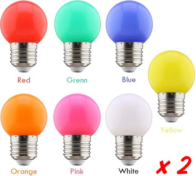 2 Stück PARKSON LED-Glühbirnen G45 E27 Multicolour RGB Dekorationslampen für Weihnachten und Hochzeit - Bild 1