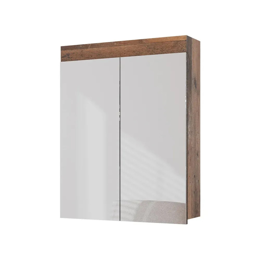 Vicco Badspiegelschrank Luna Oldstyle in Weiß und Braun mit Glastüren und Regalböden, B: 60 cm, H: 77 cm - Bild 2