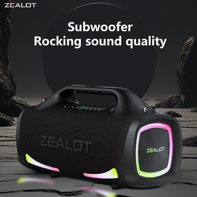 Zealot S79 Kabelloser Lautsprecher mit 100W, Tragbarer Hi-Fi Subwoofer mit Dual-Pairing und 24000mAh Akku, Schwarz - Bild 1
