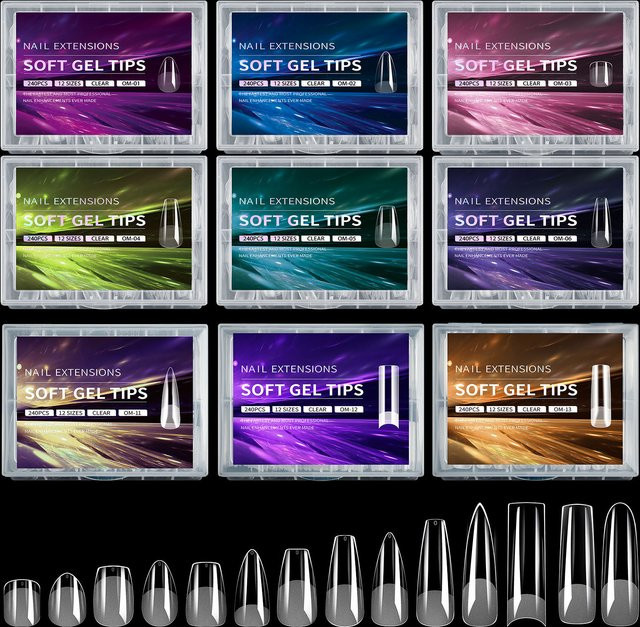 Misscheering Gel-Nagelspitzen, klar, halbmatt, 240 Stück, Unisex - Bild 1