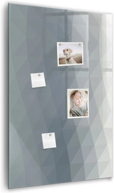 Tulup Magnettafel aus Glas in Grau mit abstraktem Wellenmuster, B/H: 90 x 60 cm - Bild 1