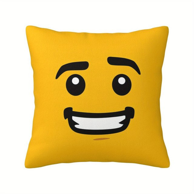 VIKAMA Happy Face Dekorativer Kissenbezug, Gelb, 40 x 40 cm - Bild 1