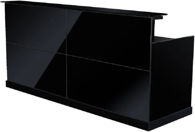 Jet-Line Empfangstheke Zürs in Schwarz mit edler Glasfront, B/T/H: 220 x 75 x 105 cm - Bild 1