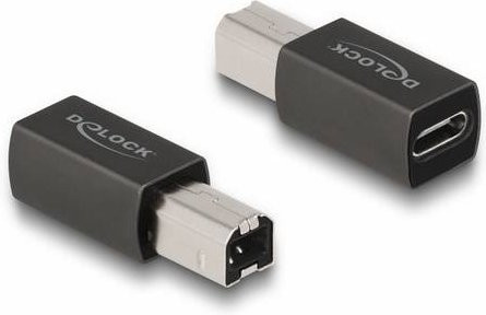 Delock USB 2.0 Adapter mit USB 2.0 B Stecker und USB-C Buchse, Schwarz, 65839 - Bild 1