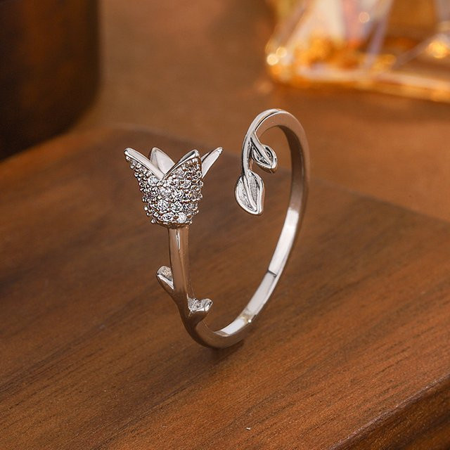 GaGa-Duck Ring, 925 Silber, Diamant, Zirkonia, Blume - Bild 1