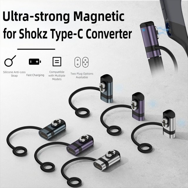 Shokz USB-C Magnetischer Ladeadapter in Silber für Knochenleitungs-Kopfhörer AS800 S803 S810 S710 - Bild 1