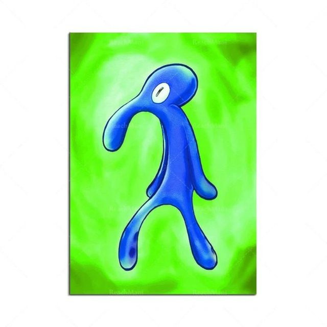 Galleria Fett und Brash Tintenfisch Kunst Leinwandgemälde Thaddäus Graffiti Druck Wandbild Blau B: 50 cm, H: 80 cm - Bild 1
