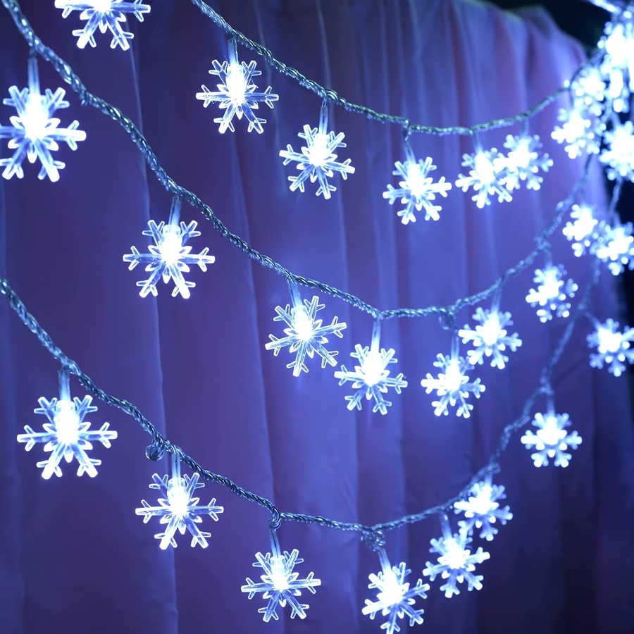 LED Schneeflocken-Lichterkette für Weihnachten und Partys in Weiß und Multicolour mit USB-Anschluss - Bild 5