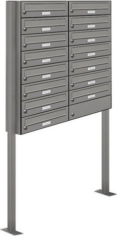 AL Briefkastensystem für 15 Parteien, freistehend, grau, B/H/T: 84,6 x 170 x 27,5 cm - Bild 1