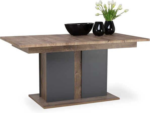 Esstisch HARPER aus MDF und Metall in Braun, ausziehbar, modern und rechteckig, B/T/H: 90 x 50 x 76 cm