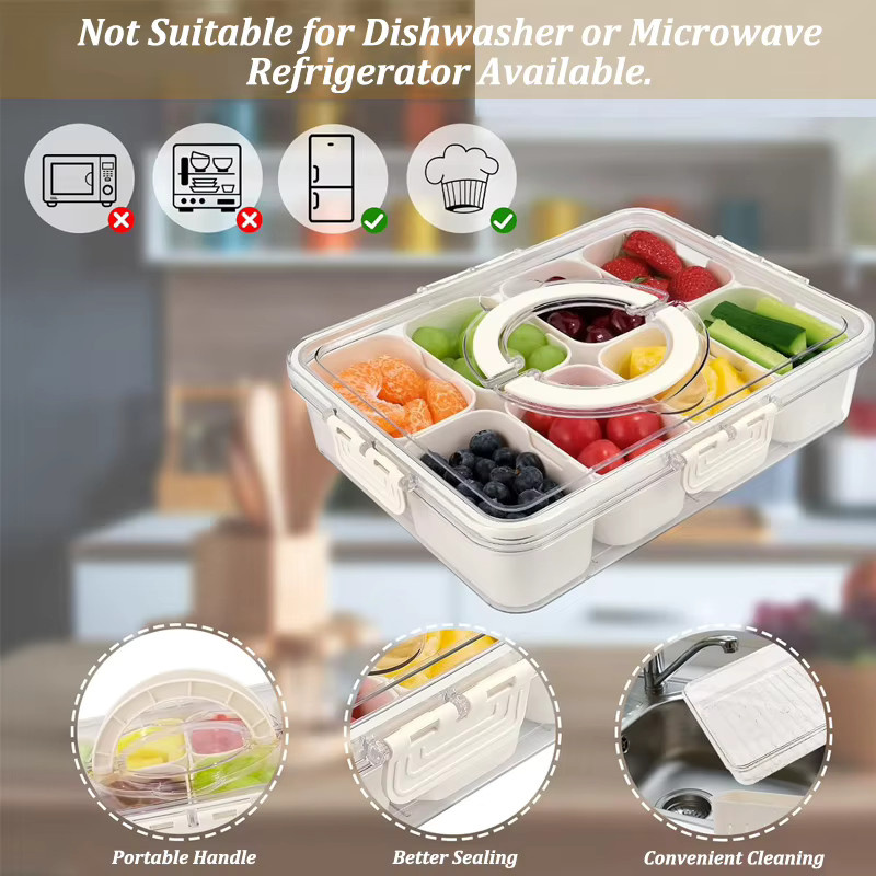 JYN Gewürzbox mit Deckel und Unterteilung in 4 oder 8 Fächern aus Kunststoff zur Aufbewahrung von Gewürzen, Nüssen oder Snacks - Bild 3