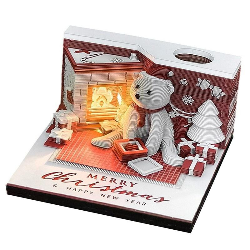 Zeitstück Schreibtischkalender 2027 mit LED-Licht und 3D Papier-Schnitzkunst von Invech - Bild 3