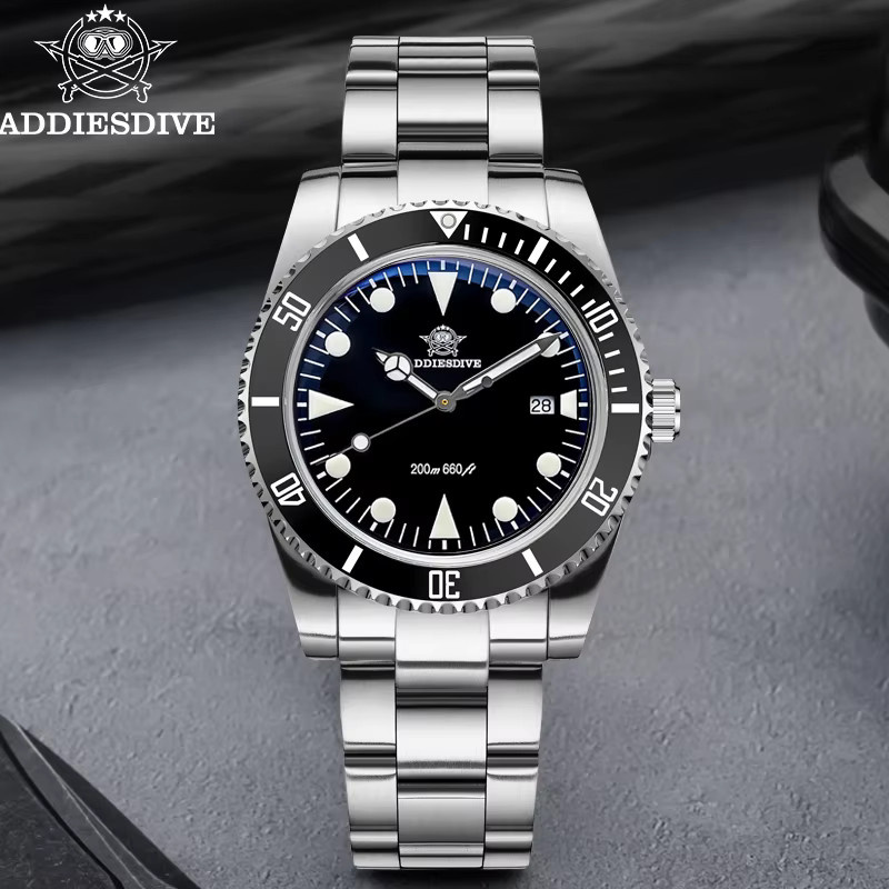 ADDIESDIVE Herren-Taucheruhr, Edelstahl, Quarz, Blau, 20 ATM - Bild 2
