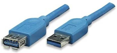 TECHly USB-Kabel USB 3.2 Gen1 mit USB-A Stecker und USB-A Buchse, Blau, Länge: 1,00 m - Bild 1
