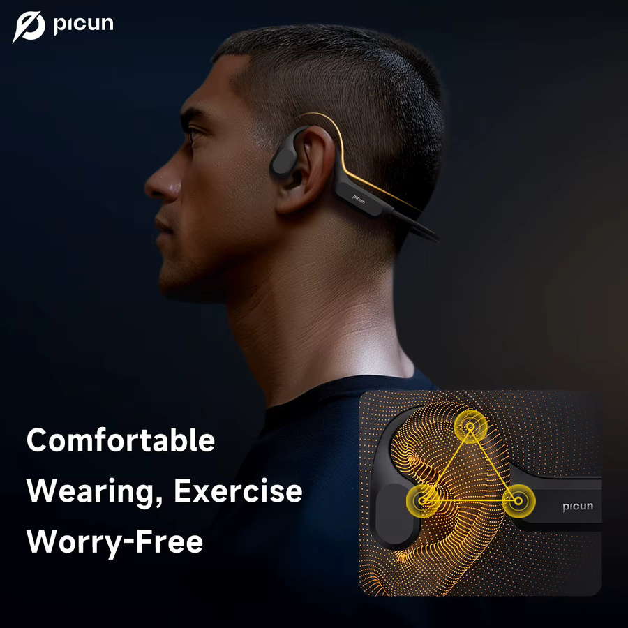 Picun T2 Knochenleitungs-Kopfhörer mit 32 GB Speicher, Bluetooth 5.4, IPX8 wasserdichtes Headset mit Mikrofon für Schwimmen und Reiten - Bild 2