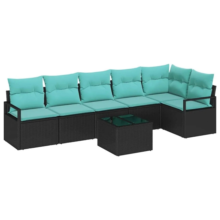 7-teiliges vidaXL Gartenmöbel Set aus Poly-Rattan in Schwarz - Bild 2