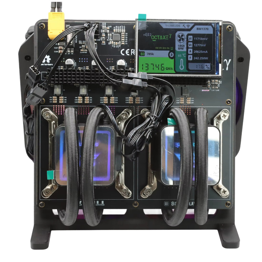 NerdOctaxe Rev3.1 Hydro Bitcoin Solo Miner in Schwarz mit Mean Well Netzteil und 13,8 Th/s Hashrate - Bild 2