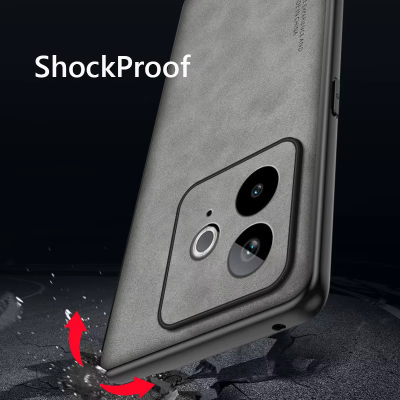 Retro Silikon Schutzhülle für Realme GT 7 GT7 GT 7T GT7T 5G in Braun mit Leder-Optik und Stoßfestigkeit - Bild 2