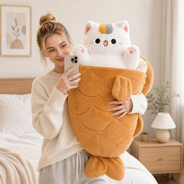 Yiran Health & Beauty Taiyaki Katzen Plüschtier Hase, Plüsch / Textil, 30cm - Bild 1