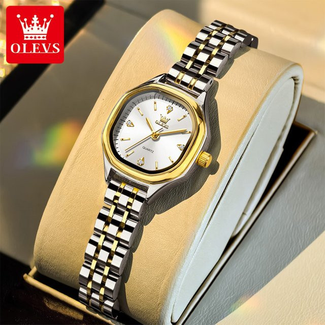 OLEVS Armbanduhr, Diamantbesetzt, Edelstahl, Weiß, Damen - Bild 1