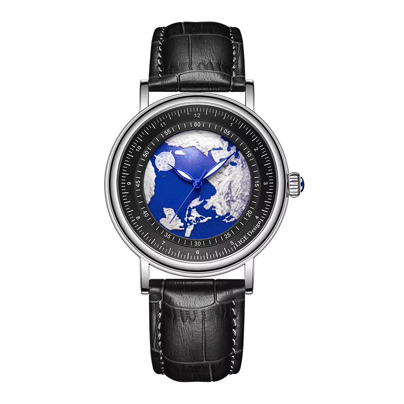 LIGE Armbanduhr Quarz, Leder, Blau, Herren - Bild 7