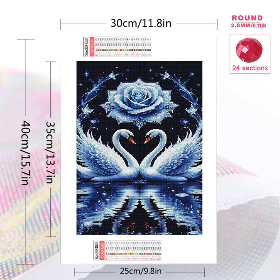 EverShine Diamant-Stickerei Gans 5D Malerei Mosaik-Bild mit Blumenmotiven in Blau - Bild 2