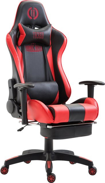 TPFLiving Gaming Stuhl Boack aus Kunstleder mit Fußablage in Schwarz/Rot - Bild 1