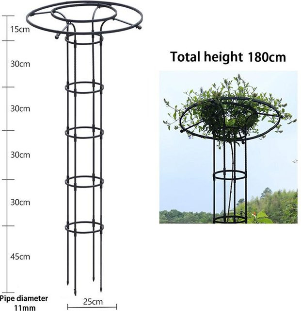 Wolfman Rankhilfe Schirmturm aus Stahl für Kletterpflanzen, Schwarz, Höhe: 180 cm - Bild 1