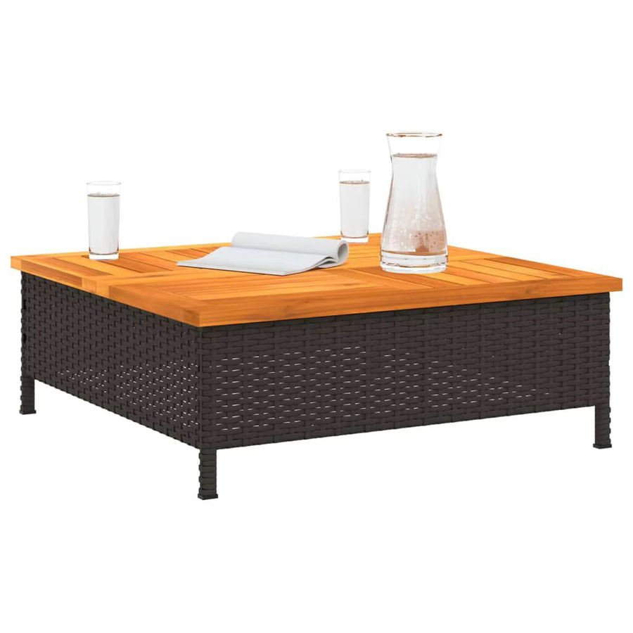 vidaXL Gartentisch aus Akazienholz und Kunstharz in Schwarz, B/T/H: 70 x 70 x 25 cm - Bild 4