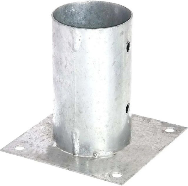 Hollmax Aufschraubhülse für Rundholzpfosten, silber, galvanisiert, Durchmesser: 81 mm - Bild 1