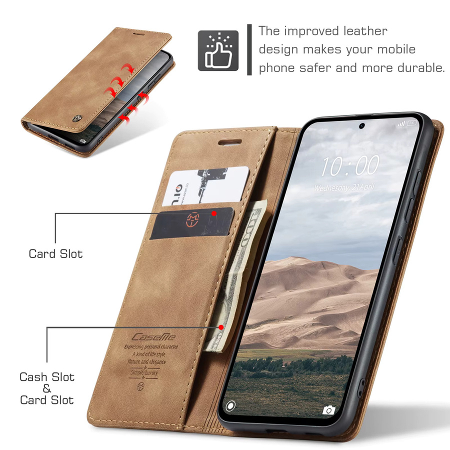 Magnetische Business Flip-Lederhülle für Xiaomi Redmi Note 15 14 13 12 Pro Plus 15C 14C 13C 12C mit Kartenfach und Standfunktion in Blau oder Braun - Bild 5
