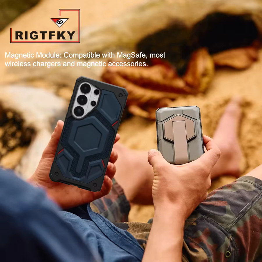 RIGTFKY Allterrain Schutzhülle mit schwerer Sturzschutz-Panzerung für Samsung Galaxy S26 Plus S25 S24 S23 Ultra, magnetische robuste Rückabdeckung, Schwarz - Bild 1