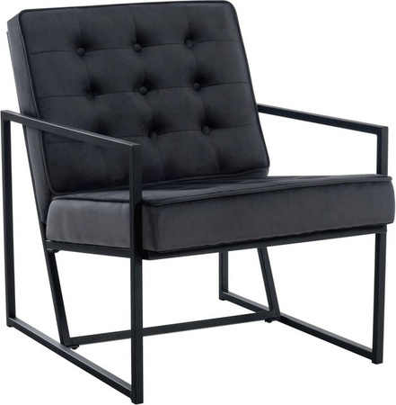 DELUKE Lounger Sessel NAMUR Clubsessel aus Samt in Grau mit Metallgestell B/T/H: 63 x 83 x 79,5 cm