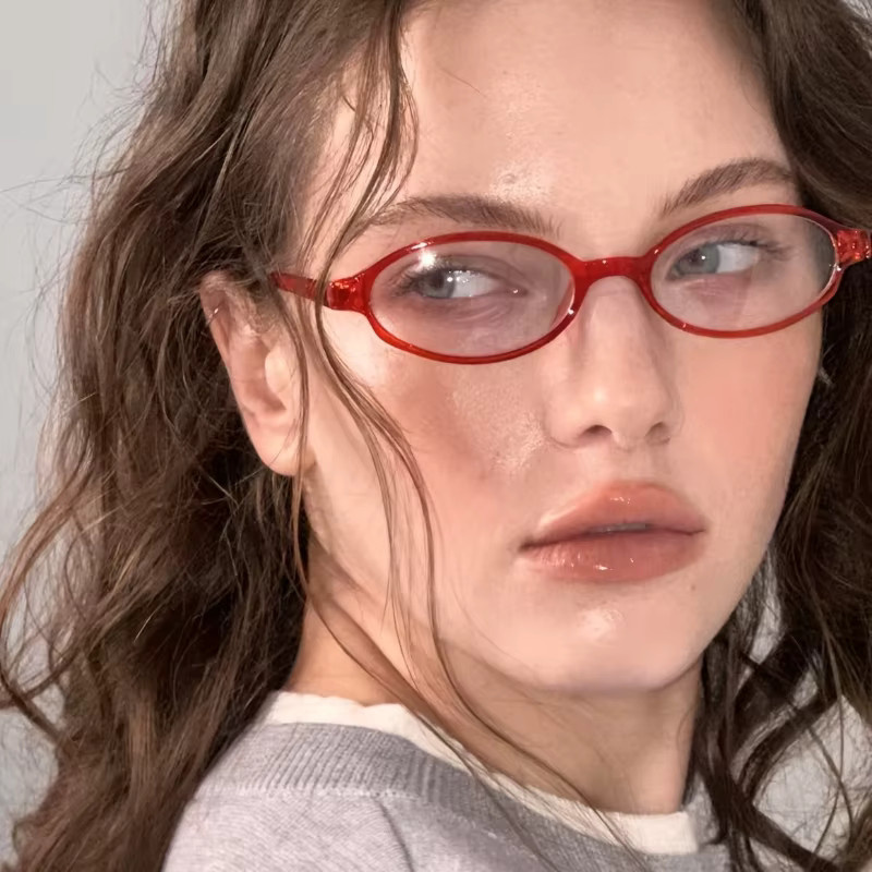 DIXSG Korrektionsbrille, oval, Vollrand, rot-grün, Kunststoff, Damen, Anti-Blaulicht - Bild 2