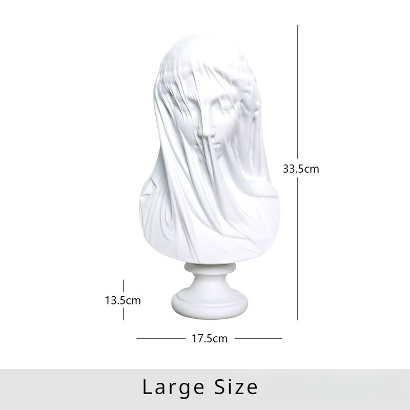 Verschleierte Dame Büste als griechische Göttin Statue in Weiß aus Kunstharz zur Dekoration von Wohnzimmer, Schreibtisch oder Bücherregal - Bild 5