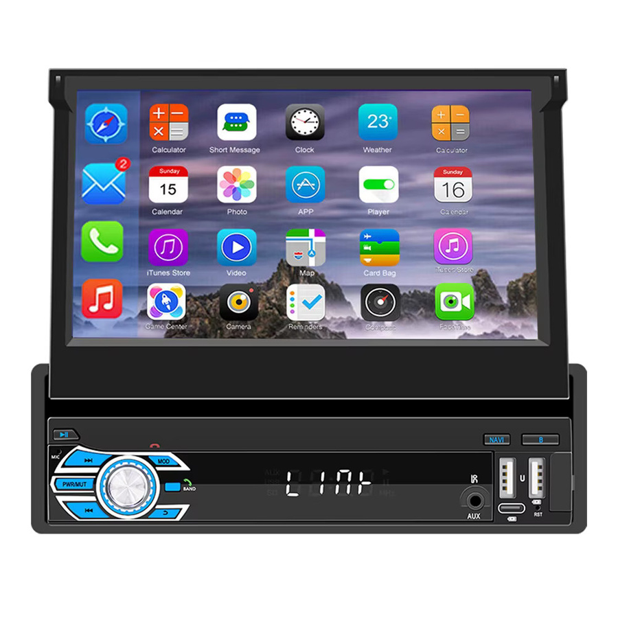 ESSGOO 7 Zoll Single DIN Universal Autoradio mit ausfahrbarem Touchscreen, Bluetooth, MP5 Player, Carplay und Mirror Link, Schwarz - Bild 6