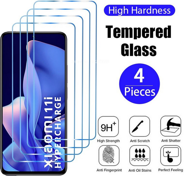 4er-Pack Premium Panzerglas Display Schutzfolie für Xiaomi Poco X3 NFC, M2, M3, M4 Pro, F3, F2 sowie Mi 11, 9 Lite 5G, 10T, 9T Pro in Transparent - Bild 1