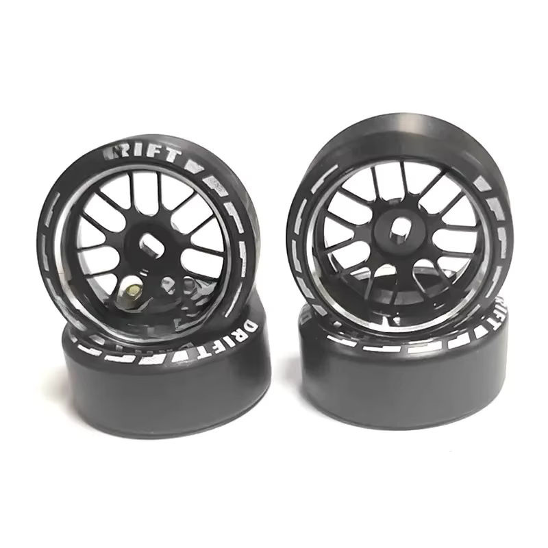 TIMEA RC Felge + Drift Reifen, 4-teiliges Set, 1:28, Metall, Schwarz - Bild 5