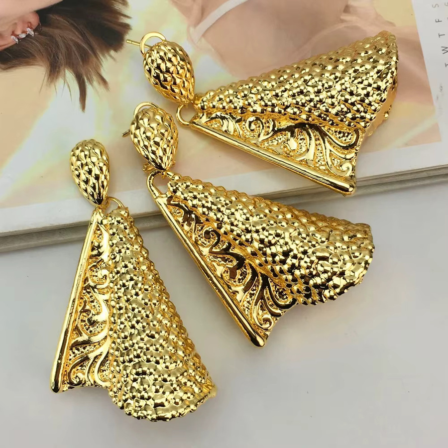 Yuminglai Schmuck-Set Creolen Halskette, Kupfer, Gold, Damen - Bild 3