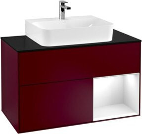 V&B Waschtischunterschrank Finion 100 mit Wandbeleuchtung in Weiß lackiert, B/T/H: 100 x 50,1 x 50,1 cm - Bild 1