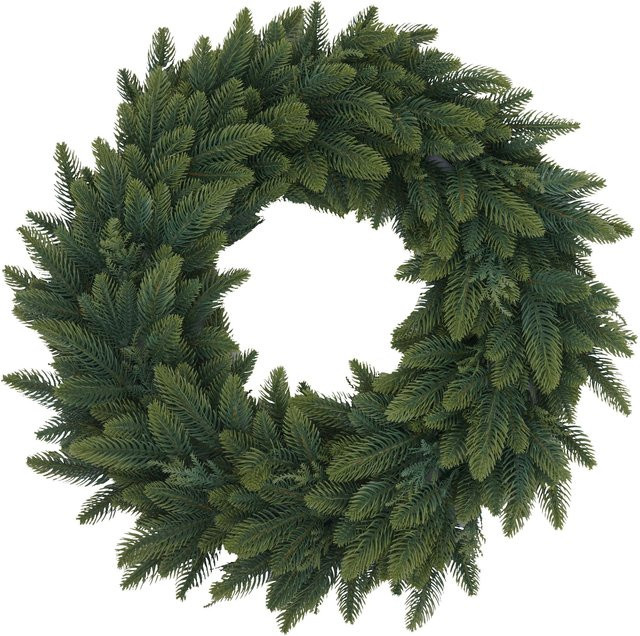 Künstlicher Kranz MCW-O98 aus grüner Tanne, runder Tischkranz und Türkranz, Farbe: Grün, Durchmesser: 60 cm - Bild 1