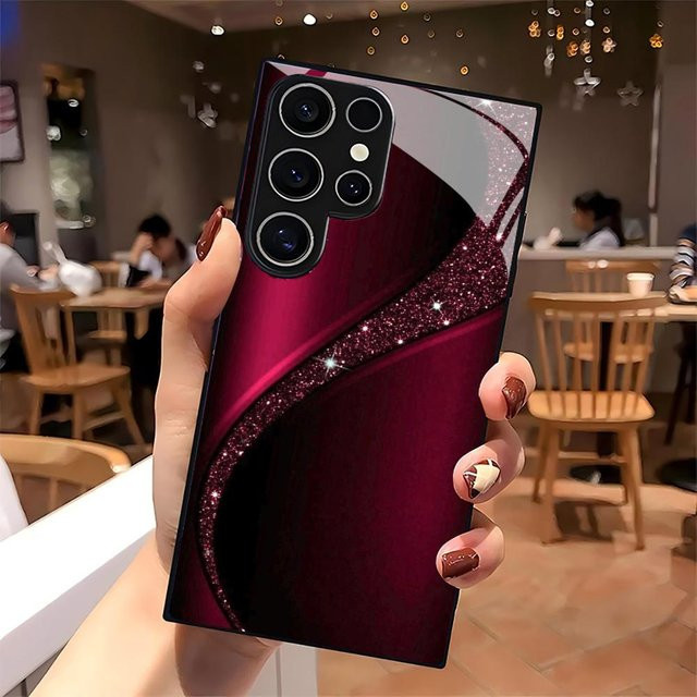 Mattierte Glas Handyhülle für Samsung Galaxy S26 S25 S24 S23 S22 S21 S20 Ultra Plus 5G und Galaxy A22 5G in Transparent Purple mit kreativer Textur und rutschfestem Vollschutz - Bild 1