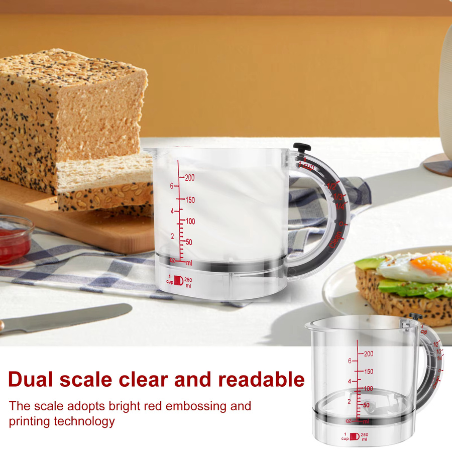 Willstar 4-in-1 Multifunktionaler Messbecher mit Schaber und Dichtungsbasis, transparent, 250 ml - Bild 3