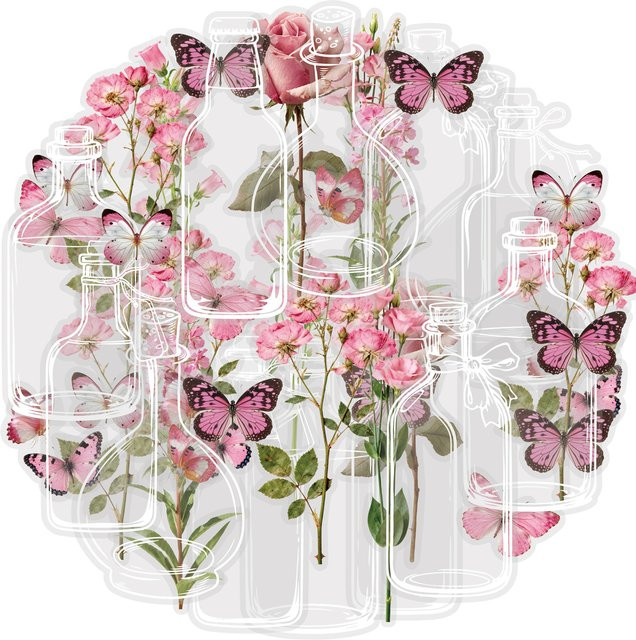 Etori Life Zhichunju Pastell-Blumen-Schmetterlingsaufkleber, 15-teiliges Set, multicolour - Bild 1