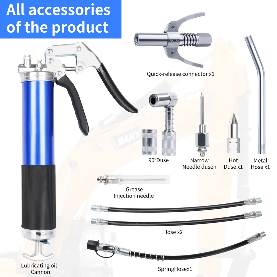 HGTUGO Fettpresse Blau – Manuelles Schmierpistolen-Set mit rutschfestem Griff und Hochdruck-Kolben für präzise Wartung mechanischer Geräte - Bild 2