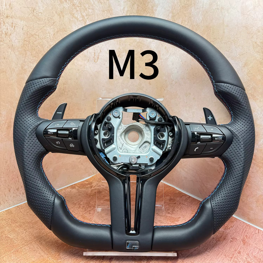 M Sport Lenkrad im M3 Look mit Schaltwippen für BMW F30 F32 F36 3er und 4er Serie, Schwarz, ohne Airbag - Bild 2