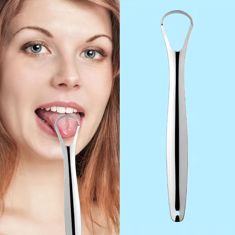 YJYIBEI Zungenschaber aus Edelstahl, 3/4-teilig, Silber, Unisex - Bild 3